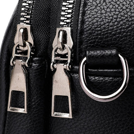 Women Rivet Crossbody Phone Bag Soft Leather Small Square Shoulder Bag Zipper Purse