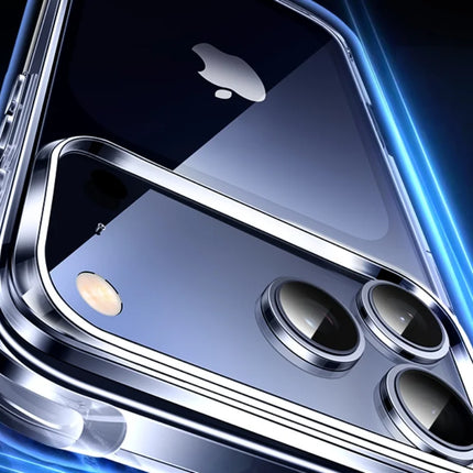 OKEYWOW iPhone 17/17 Pro/Pro Max clear shockproof bumper case showing a transparent, anti-yellowing protective cover with reinforced edges.