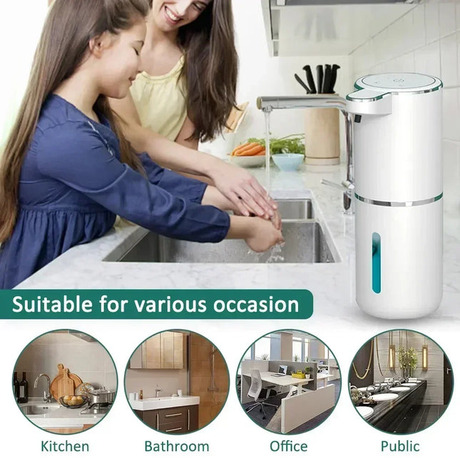 White Xiaomi 380ML automatic foam soap dispenser by okeyWOW, USB rechargeable, smart bathroom hand washer in ABS plastic.