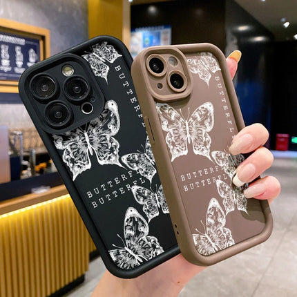 OKEYWOW butterfly painting silicone shockproof iPhone case for models 11 to 17 Pro Max, soft cover with colorful butterfly design.