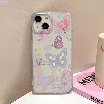 Clear TPU shockproof butterfly case for iPhone models, gold accents, featuring a delicate butterfly design by OKEYWOW.