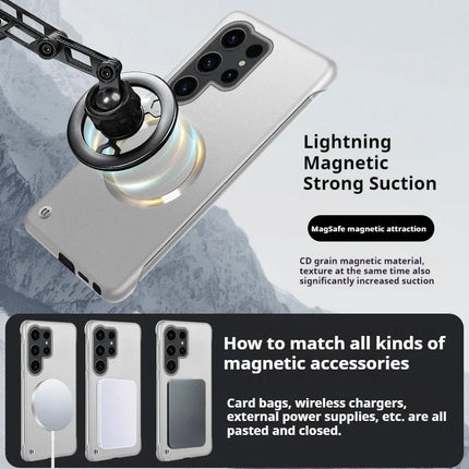 Samsung Ultra Thin Magnetic PC Shockproof Cooling Cover for S22/S23/S24/S25 Ultra Plus by OKEYWOW, showing sleek design and magnetic edges.