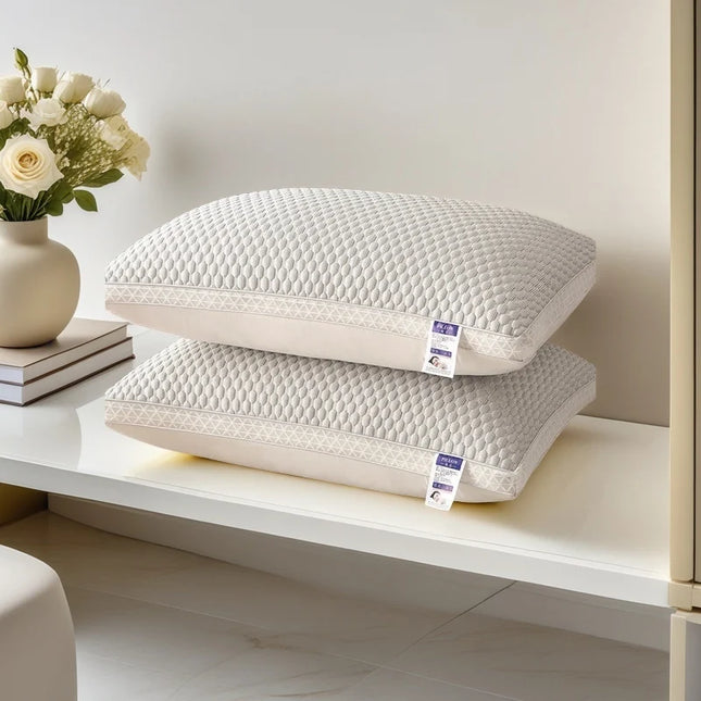 OKEYWOW hotel cervical support pillow for comfortable sleep, ideal for home or dormitory use, featuring ergonomic design for neck relief.