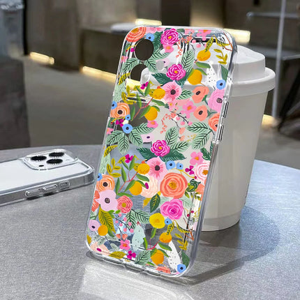 OKEYWOW flower silicone shockproof iPhone case for iPhone 11 to 17 models, soft cover with colorful floral design.