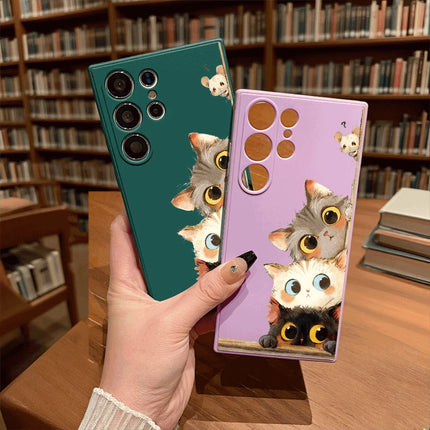 Samsung Galaxy cat and mouse watercolor TPU shockproof phone case by OKEYWOW, designed for S20 to S25 FE models.