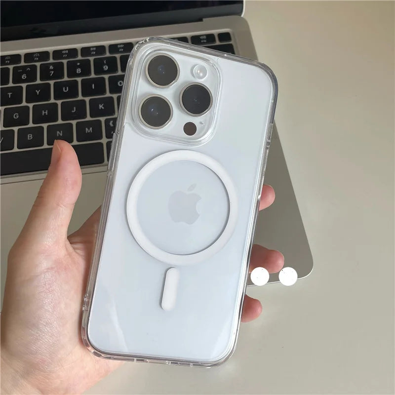 Original Touch Camera Button Clear MagSafe Case for iPhone 14/15/15 Pro Max/16 Pro/17/17 Air/17 Pro – Wireless Charging Shockproof Cover