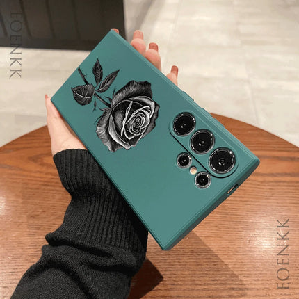 Samsung Galaxy S20 Ultra rose sketch soft TPU shockproof case by OKEYWOW, showing the pink floral design and slim profile.
