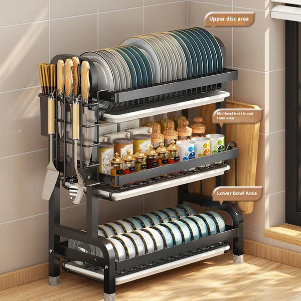 Kitchen storage rack, bowl and dish storage rack, drain rack, household multifunctional bowl and chopstick rack storage box