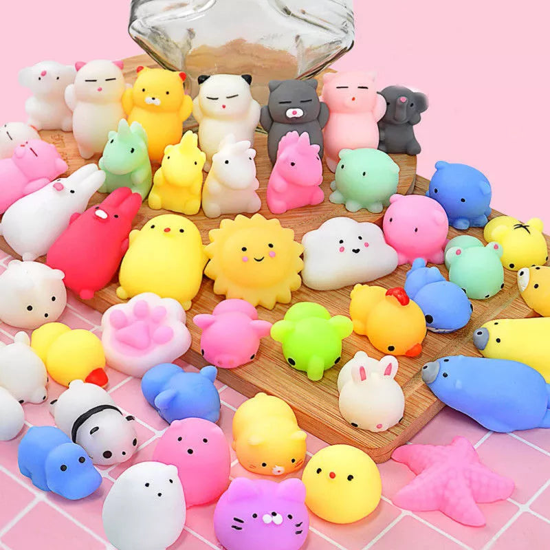 50-5PCS Kawaii Squishies Mochi Animal Squishy Toys: Antistress Ball Squeeze Party Favors for Kids, Stress Relief Birthday Gifts