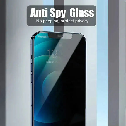 OkeyWOW privacy screen protector for iPhone Pro Max models, anti-spy glass for XR, XS, X, SE 2020/2022, showing installed on phone screen iPhone 15/14/13/12/11 Pro Max Privacy Screen Protector Anti Spy Glass XR/XS/X/SE 2020/2022  1-2pcs-anti-spy-glass-privacy-screen-protector-for-iphone-15-14-13-12-11-pro-max-mini-x-xs-xr-7-8-6-plus-secure-your-privacy-compatible-with-iphone-se-2020-and-2022