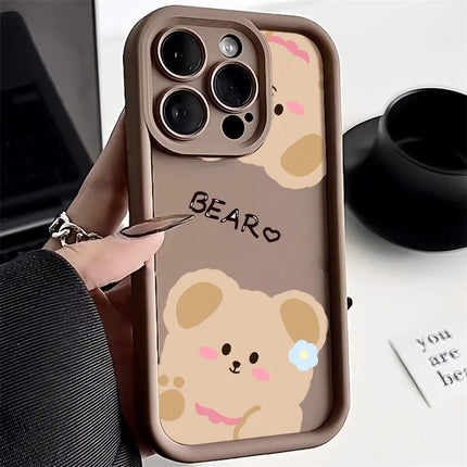 OKEYWOW iPhone cartoon bear silicone shockproof case for models 11 to 13 Pro Max, soft, lightweight, and colorful protective cover.