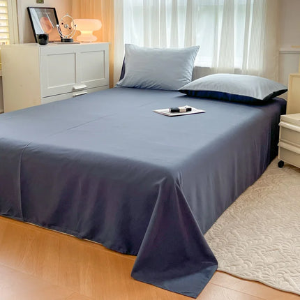 Okeywow solid color brushed fabric bedding set with duvet cover, pillowcases, bed sheet, suitable for single, queen, or king bed.