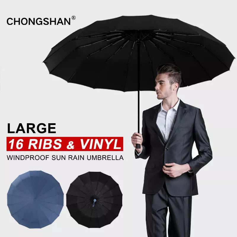 16Ribs Large Strong Fully Automatic Umbrella Folding Rain Men Women Luxury Business Male Umbrella Windproof