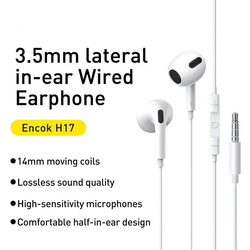 Baseus H17 3.5mm Wired Earphone with Microphone Wire-controlled in-ear Headphone For Music Sport In Ear Monitor Earbud Headset