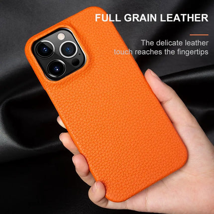 OkeyWOW luxury genuine leather business case for iPhone 15/14/13/12/11 Pro Max, showing sleek design and premium leather finish.