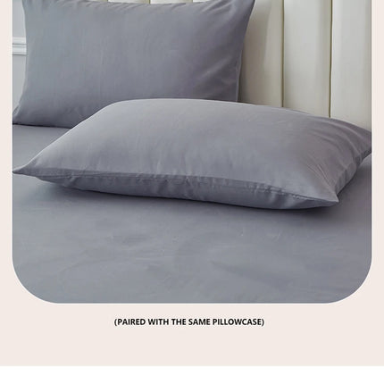 Waterproof Bed Sheet Set 3/4pcs Fitted Sheet Pillowcases Soft Queen King Twin White Gray