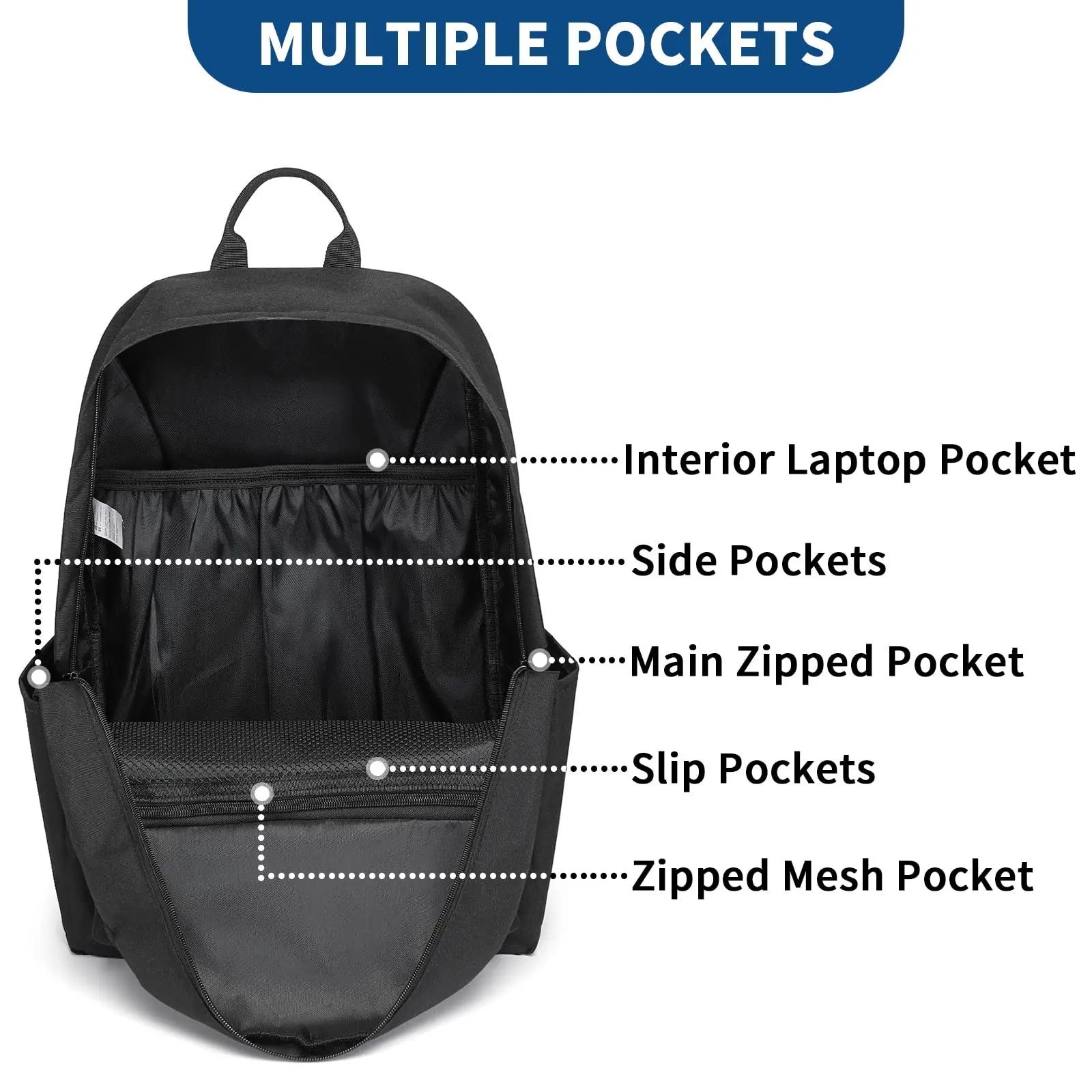 Kono Lightweight School Backpack - Casual Daypack for Men & Women - Durable Bookbag, Travel Rucksack & Work Bag