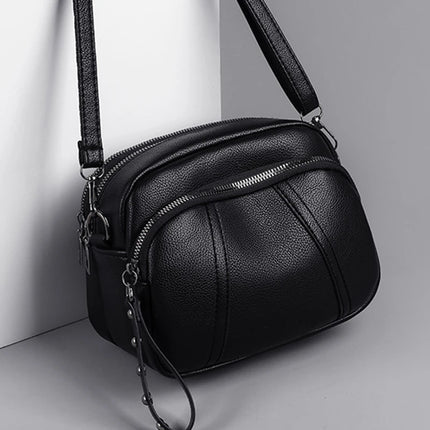 Women Rivet Crossbody Phone Bag Soft Leather Small Square Shoulder Bag Zipper Purse