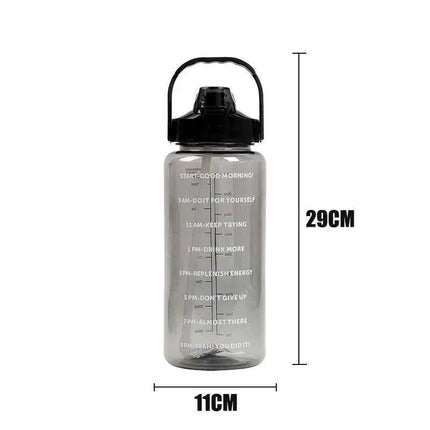 2L Large Straw Water Bottle Portable Sports Gym Fitness Drink Cup