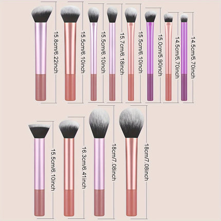 ClassicBlend 12-Piece Makeup Brush Set with Beauty Blenders & Powder Puff