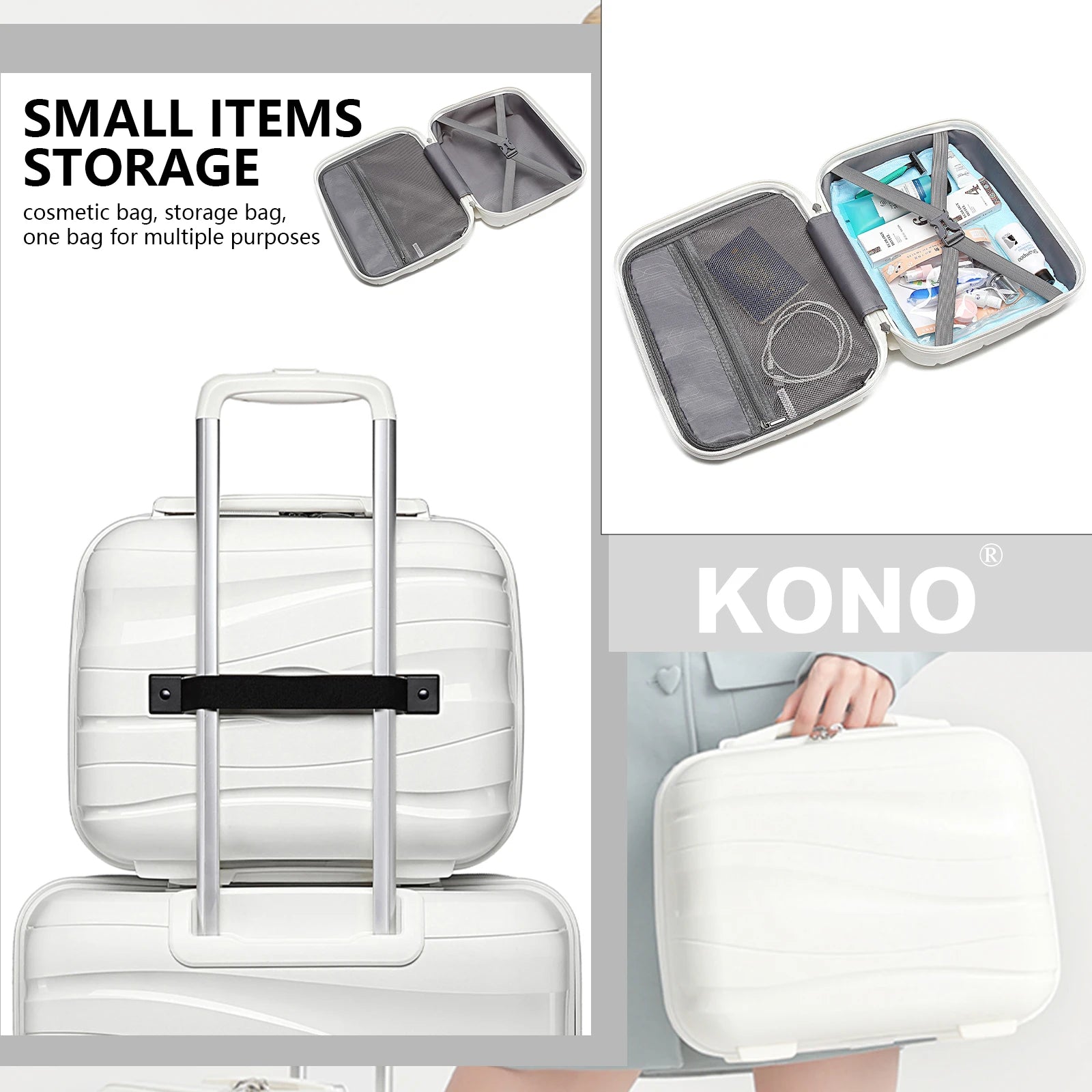 Kono Large Check in Luggage Lightweight Polypropylene Hard Shell Suitcase with TSA Lock Spinner Wheels