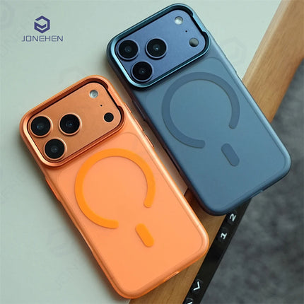 FrostLine Magnetic Armor Case for iPhone 17/16/15 Pro Max Metal Lens Slim PC Cover