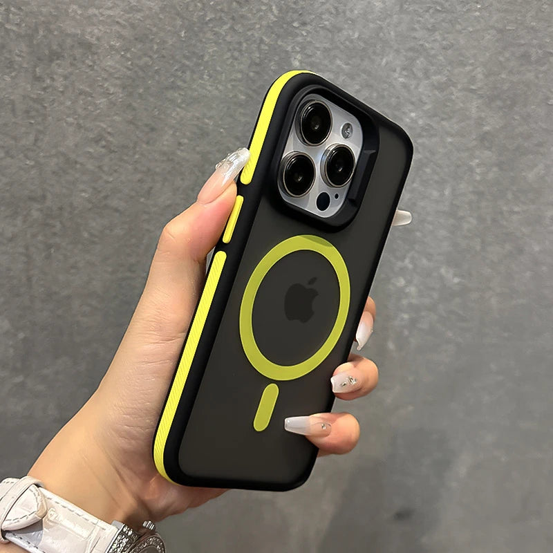 Shockproof Color Bumper Armor For Magsafe Case For iPhone 16 15 14 Plus 13 12 11 Pro Max Hybrid Wireless Charge Clear Cover