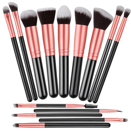 OKEYWOW makeup brush set with 14/16 soft, fluffy brushes for eyeshadow, foundation, blush, and powder application.