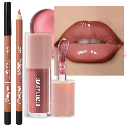 Velora Beauty 2pcs Matte Lip Set Waterproof Long Lasting Lip Liner & Lip Glaze Duo