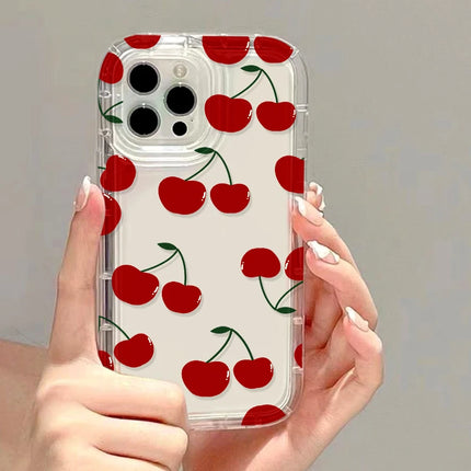 OKEYWOW iPhone strawberry flower shockproof case with airbag protection for iPhone 11, XR, XS, 12, 13, 14, 15, 16, 17 Pro Max