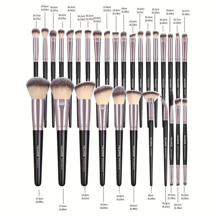 Velora Beauty 30pcs Makeup Brush Set Foundation Concealer Eyeshadow Powder Blush Blending with Bag