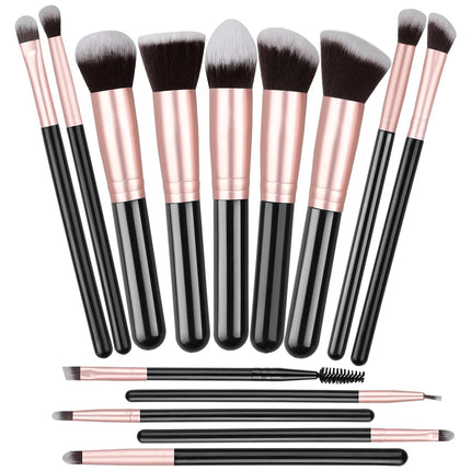 OKEYWOW makeup brush set with 14/16 soft, fluffy brushes for eyeshadow, foundation, blush, and powder application.