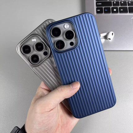 OKEYWOW iPhone titanium stripe case with metal buttons, shockproof armor cover for iPhone 14/13/12 Pro Max and Plus models.