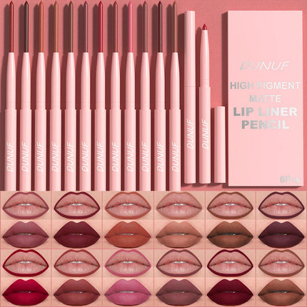 Velora Beauty 6pcs Lip Liner Set Waterproof Long Lasting Non Fade Smooth Color Makeup