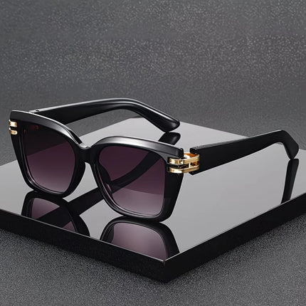 Retro Cat-Eye Metal Accent Sunglasses