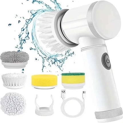 Cordless Electric Spin Scrubber with 5 Cleaning Brush Heads