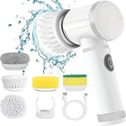 Cordless Electric Spin Scrubber with 5 Cleaning Brush Heads