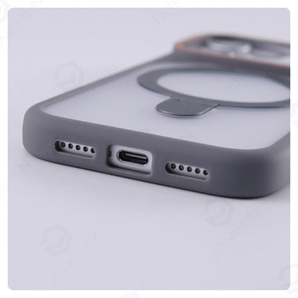 Matte Translucent MagSafe Case for iPhone 17/16/15/14/13/12 Pro Max Ring Stand Shockproof Cover