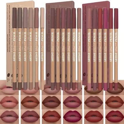 Velora Beauty 6pcs Velvet Matte Lip Liner Set Long Lasting Non Drying Lip Definition Fill Set