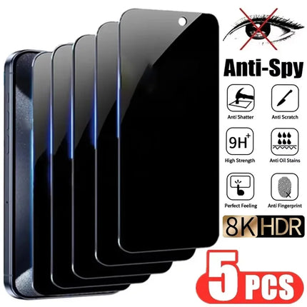 OKEWOW Samsung privacy screen protector tempered glass for S21, S22, S23, A54, A55, A56, and A05 series, shown on a smartphone.
