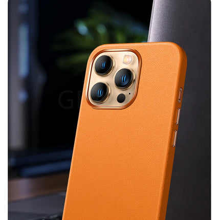 LuxeMag Leather Case for iPhone 15/14/13 Pro Max Plus Mini MagSafe Wireless Charge Animated Cover