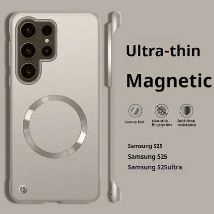Samsung Ultra Thin Magnetic PC Shockproof Cooling Cover case for S22, S23, S24, S25 Ultra Plus by OKEYWOW, showing sleek design and magnetic edges.
