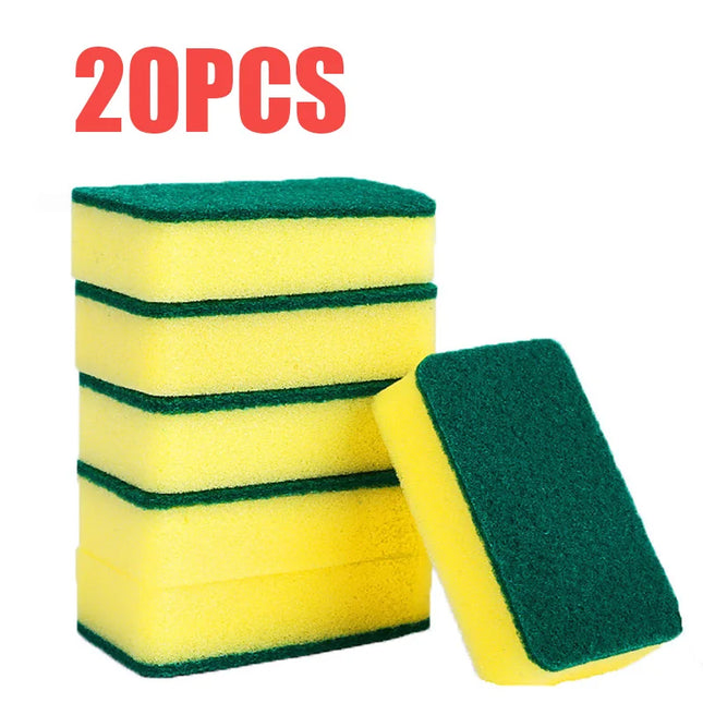 OKEYWOW Nano Emery Dish Sponge for rust stain removal, shown in a pile of cleaning sponges, ideal for kitchen cleaning tasks.