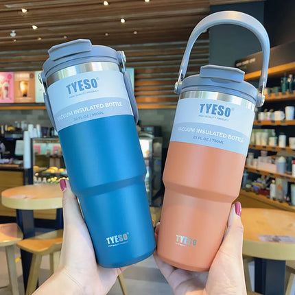 OkeyWOW TYESO stainless steel coffee cup thermos bottle with double wall insulation and vacuum seal, travel mug for hot or cold drinks