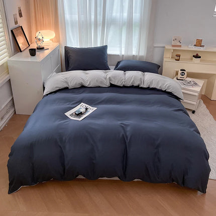 Okeywow solid color brushed fabric bedding set with duvet cover, pillowcases, bed sheet, for single, queen, or king size beds
