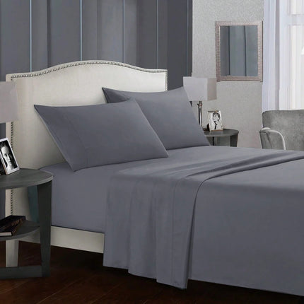 Waterproof Bed Sheet Set 3/4pcs Fitted Sheet Pillowcases Soft Queen King Twin White Gray