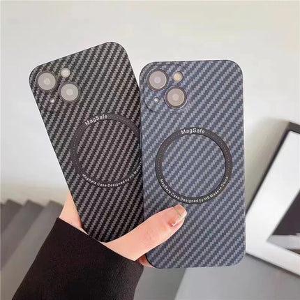 OKEYWOW iPhone carbon fiber case with ultra-thin design, hard back cover, and camera protection for iPhone 11 to 17 Pro Max and XR XS.