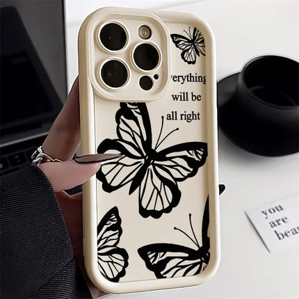 Silicone shockproof iPhone butterfly painting case by OKEYWOW for models 17/16/15/14/13/12/11 Pro Max XR XS SE, with colorful butterfly design