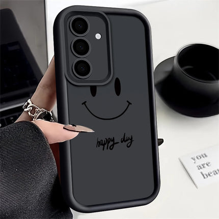 Samsung Galaxy soft silicone shockproof phone case with smile face design, compatible with S21, S20 FE, A55, Note20 Ultra by OKEYWOW