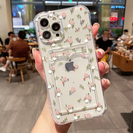 OKAYWOW iPhone flower wallet case with card holder for iPhone 16/15/14/13/12/11 Pro Max XR XS SE, soft cover with floral design